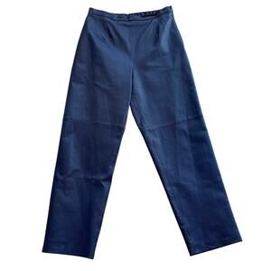 Vintage Terry Lewis Classic Luxuries High Rise Indigo Blue Leather Pants, 10P